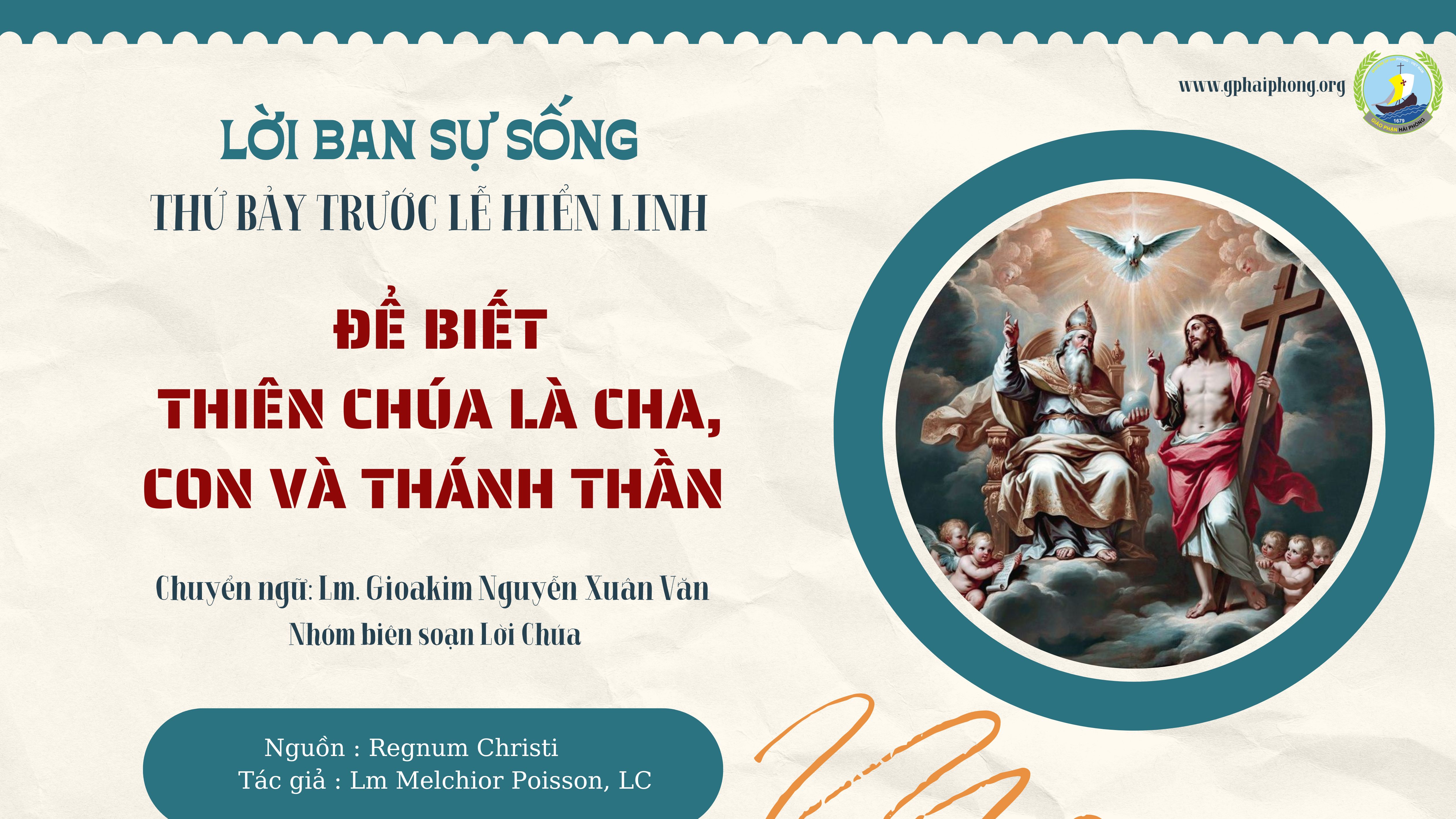 Lời ban Sự sống: Để biết Thiên Chúa là Cha, Con và Thánh Thần_Thứ Bảy trước Lễ Hiển linh